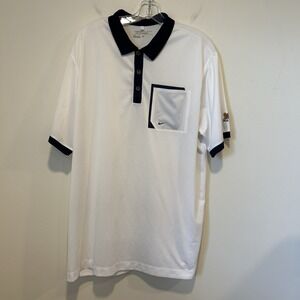 Vintage 90s Y2k Nike Golf Dri-Fit Mens XL Tour Performance White Navy Polo Shirt